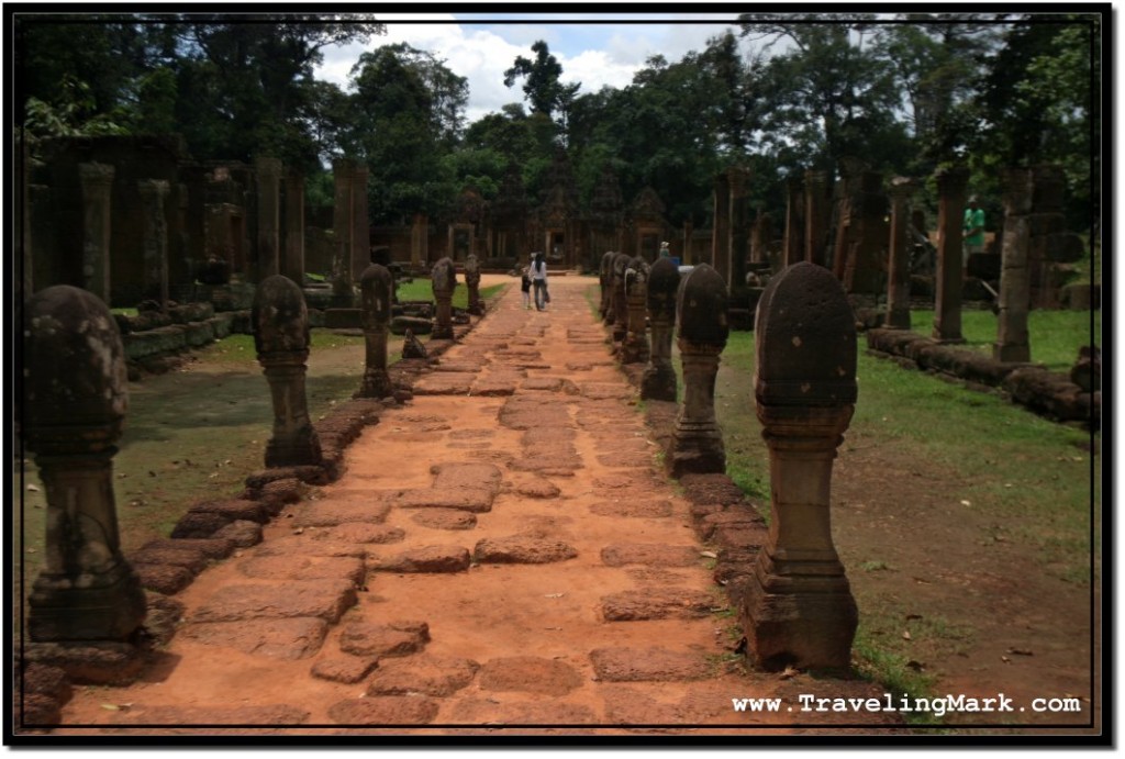 Photo: Causeway Between Second and Third Enclosures of Banteay Srei with Ha and Her Daughter On It