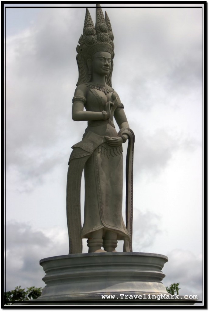 Photo: This Statue of a Woman is Before the Entrance to Banteay Srei - Citadel of the Women