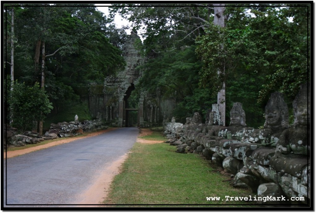Photo: Angkor Thom North Gate - Not Much Left of Devatas on the Left Side of the Causeway