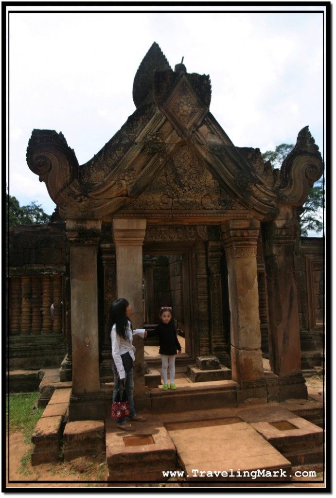 Photo: Ha and Her Daughter at the Entrance Gate to Banteay Srei
