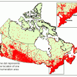 Photo: Population Distribution on the Map of Canada, Image Source: Statistics Canada