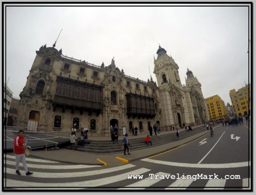 Cathedral of Lima Located on Side of Plaza de Armas