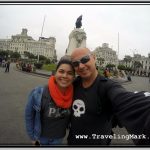 Selfie at Plaza San Martin in Lima, Peru