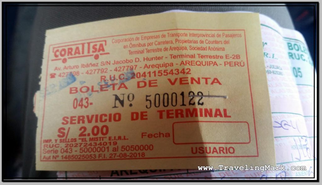 Photo: Arequipa Bus Terminal Service Fee