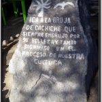 Photo: Sign on Rock Talks About the Witch of Cachiche