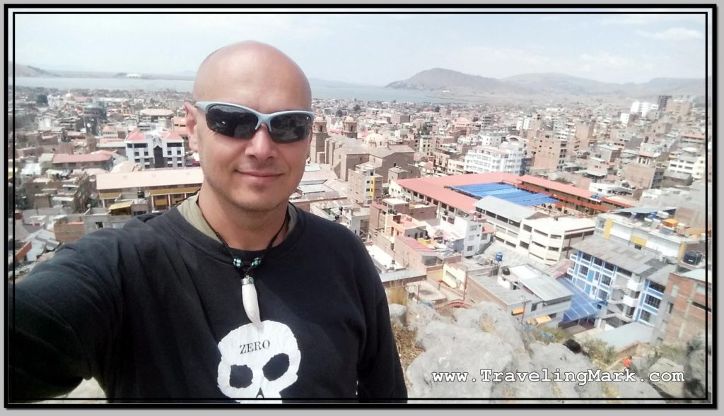Photo: Selfie on Cerrito de Huajsapata with Lake Titicaca in Background