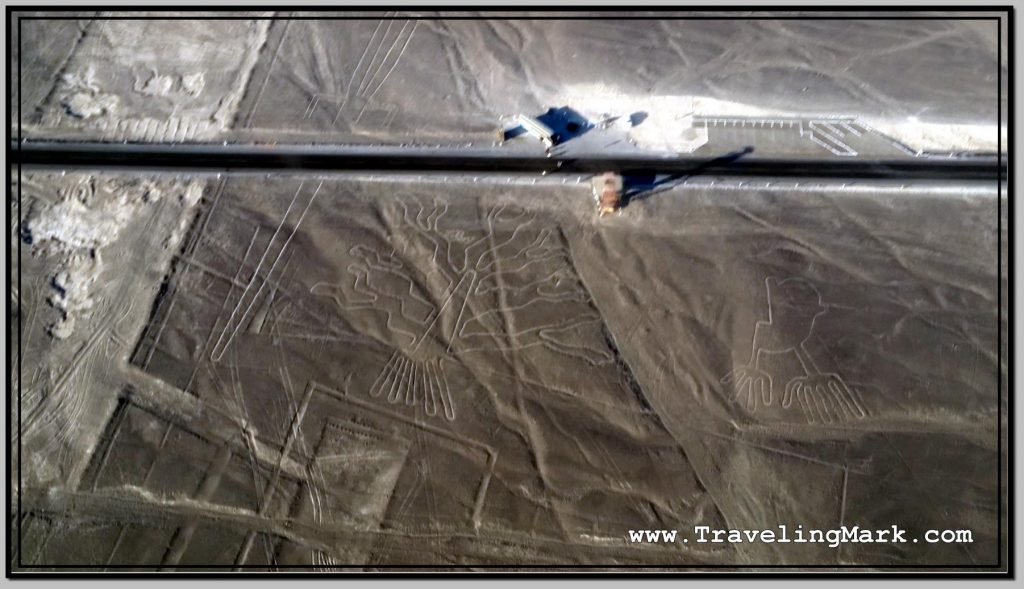 Photo: Nazca Observation Tower is on Side of Pan American Highway, Between Geoglyphs of Tree and Hands