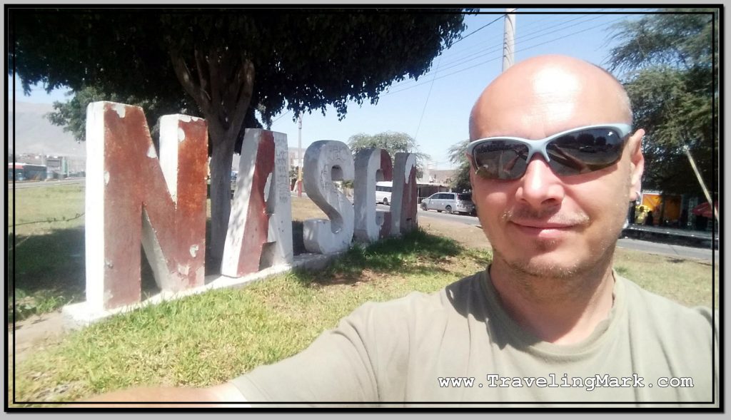 Photo: Traveling Mark at City Sign of Nasca