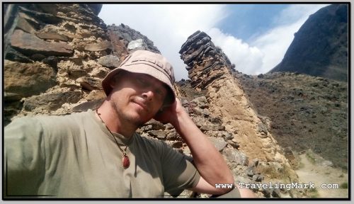 Photo: Selfie in Front of Storehouse Ruins on Pinkuylluna Hill