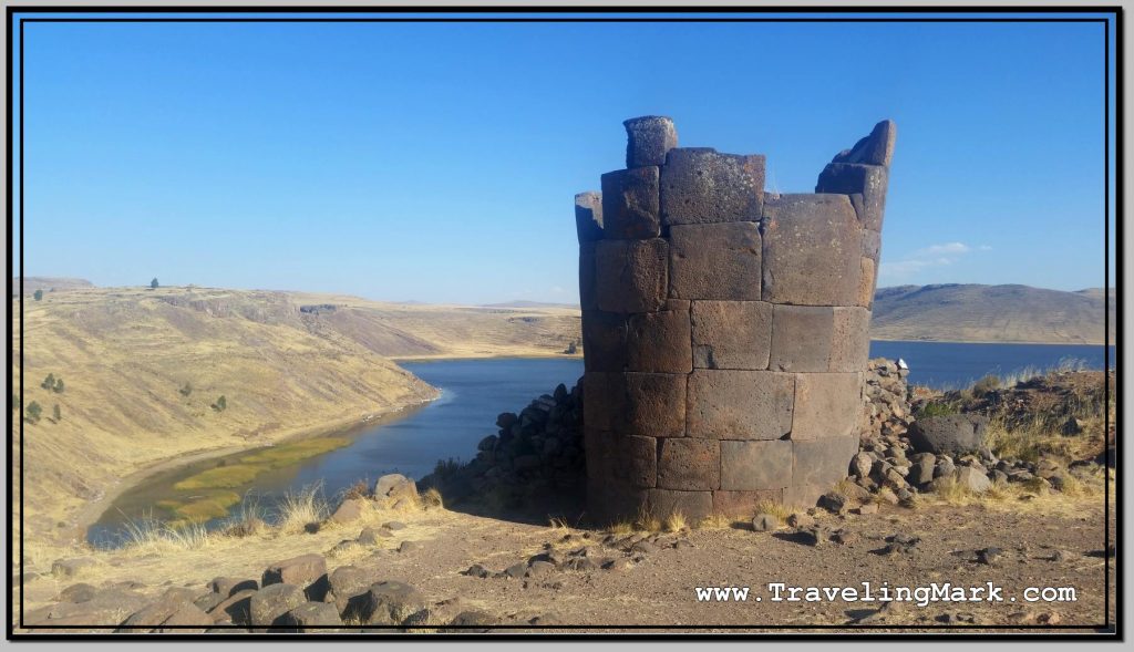 Photo: Partially Collapsed Chullpa with Laguna de Umayo in the Background