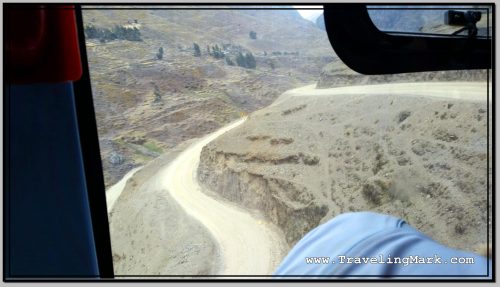 Photo: Sketchy Road Along Canyon Leading to the Rainbow Mountain