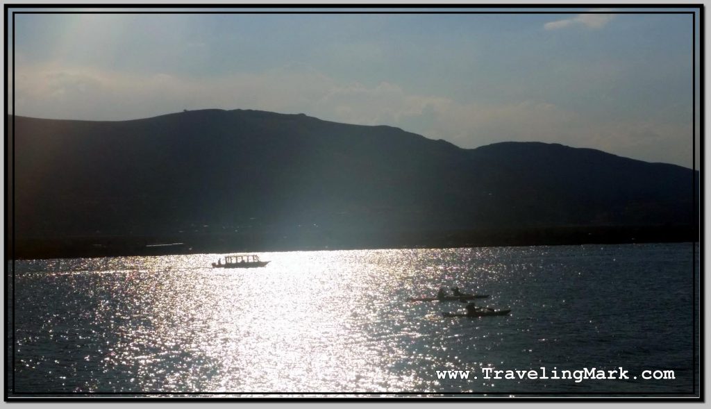 Photo: View of Fishing Boats Trawling Waters Around Uros Fishing Islands