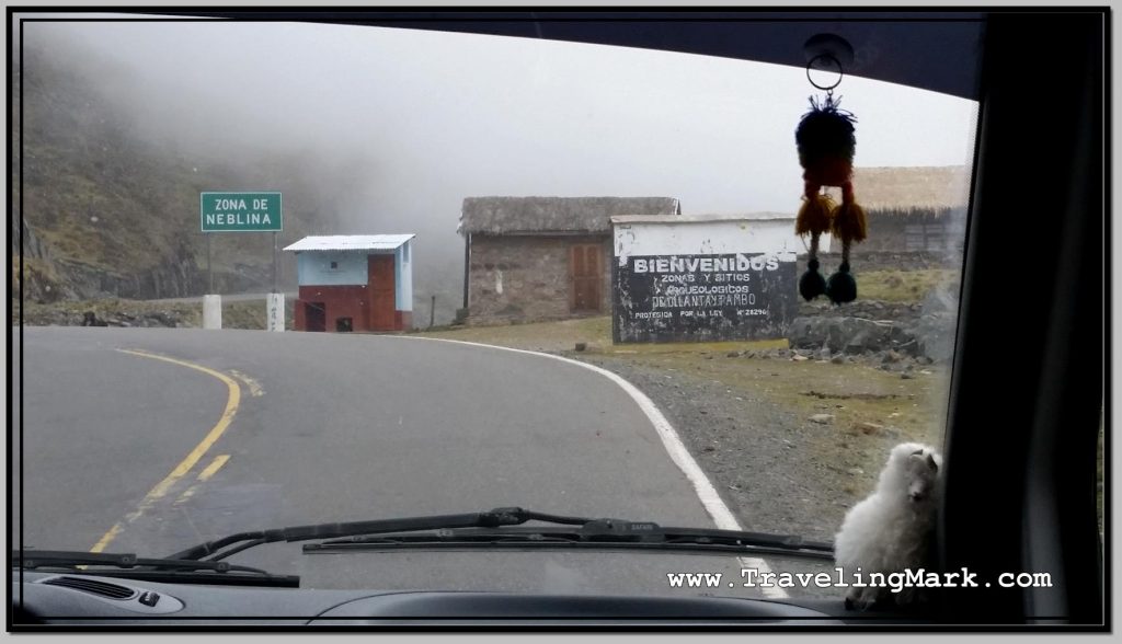 Photo: The Sign Warns Drivers That They Are Entering an Area Fogged Up with Clouds