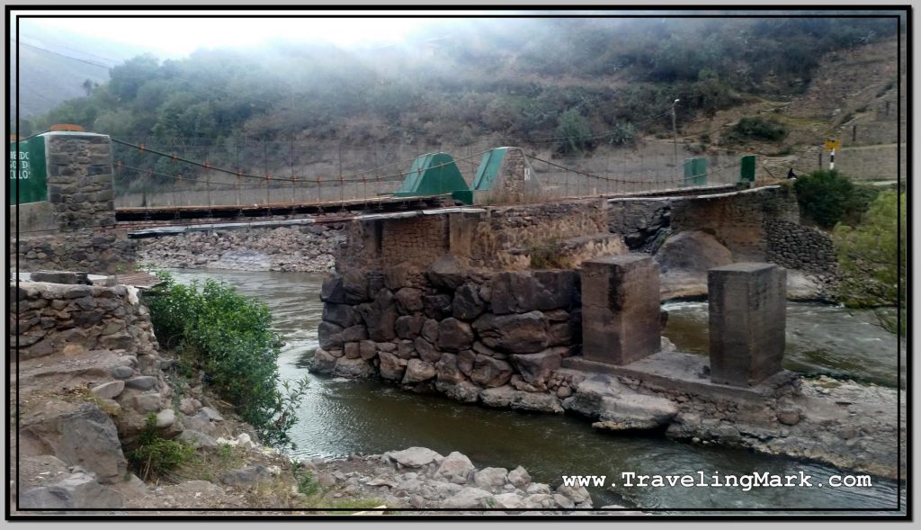 Photo: Rocks in the Middle of the River Are Remains of the Old Inca Bridge