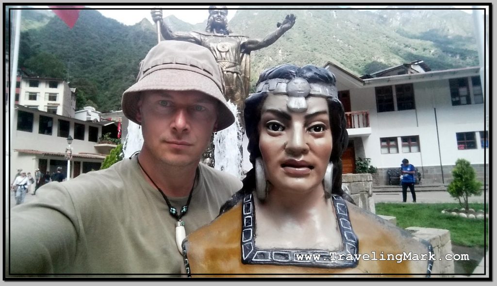 Photo: Selfie with Statue of Inca Woman in Traditional Dress