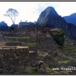 Photo: Huayna Picchu Towering Over Architecture Seen from Exit Path