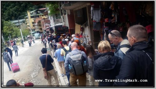 Photo: Line Up for Buses to Take Tourists Up Hill to Machu Picchu Were Also Very Long