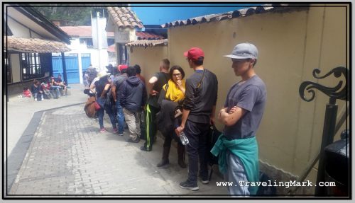 Photo: Line of People Waiting to Buy Afternoon Entry Ticket to Machu Picchu Went Around Corner of Centro Cultural