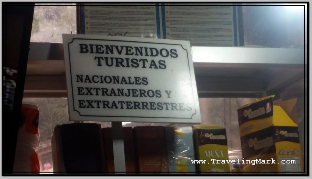 Photo: Sign in Food Stall Where I Ate Saying "Welcome Tourists, Locals, Foreigners, Extraterrestrials"